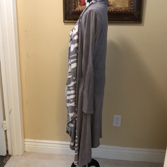 🦋Elan bohemian tie-dye scarf front long sleeved asymmetrical hem duster - Picture 6 of 9